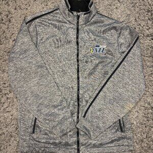 Utah Jazz NBA Full Zip Jacket Men’s Large Antigua Gray Light Weight Zip Pockets
